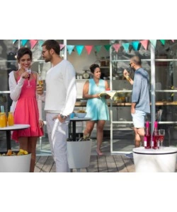 TAVOLINO PORTAGHIACCIO PORTATILE KETER "COOL BAR" BIANCO, 49,5X49,5X84,5 CM
